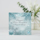 Winter Wonderland Magische Sneeuwvlokken Uitnodigi Kaart (Staand voorkant)