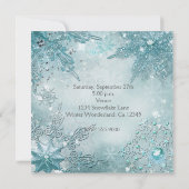 Winter Wonderland Magische Sneeuwvlokken Uitnodigi Kaart (Achterkant)