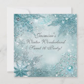 Winter Wonderland Magische Sneeuwvlokken Uitnodigi Kaart (Voorkant)
