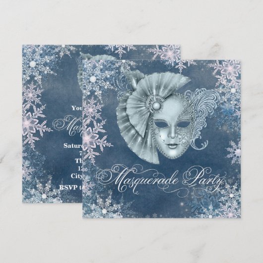 Winter Wonderland Masquerade Party Uitnodigingen (Voorkant / Achterkant)