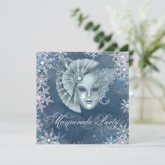Winter Wonderland Masquerade Party Uitnodigingen (Staand voorkant)