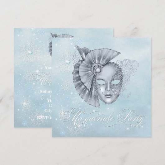 Winter Wonderland Masquerade Party Uitnodigingen (Voorkant / Achterkant)