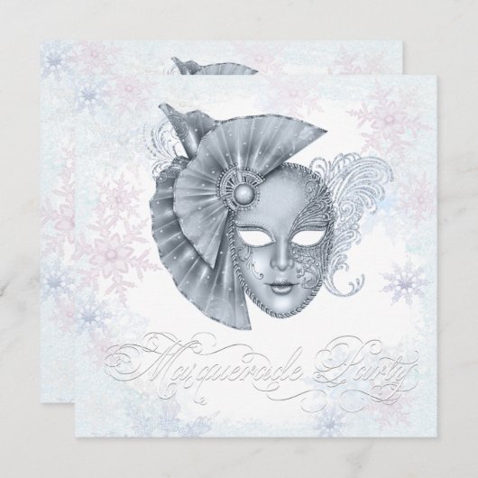 Winter Wonderland Masquerade Party Uitnodigingen (Voorkant / Achterkant)