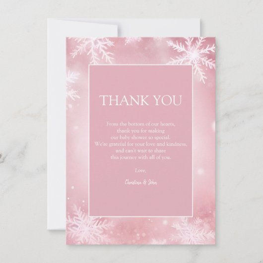 Winter Wonderland Meisje Baby shower Bedankkaart (Voorkant)