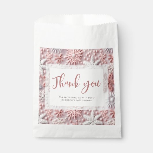 Winter Wonderland Meisje Baby shower Dank u Bedankzakje (Voorkant)