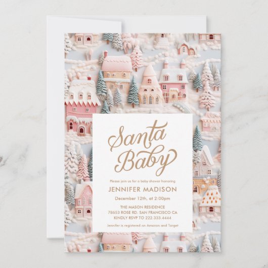 Winter Wonderland Meisje Baby shower Uitnodiging (Voorkant)