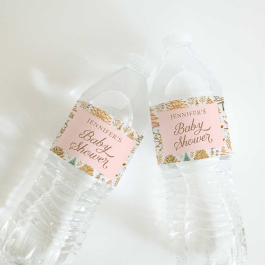 Winter Wonderland Meisje Baby shower Waterfles Etiket