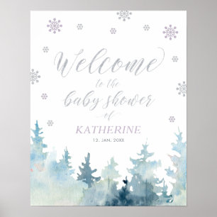 Winter Wonderland Meisje Baby Shower Welkom Bord Poster