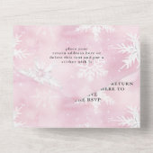 Winter Wonderland Meisje Herten Roze Wit Sneeuwvlo All In One Uitnodiging (Achterkant)