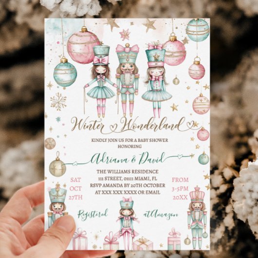 Winter Wonderland Meisje Roze Baby shower Kaart
