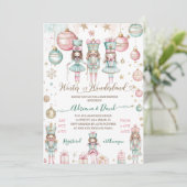 Winter Wonderland Meisje Roze Baby shower Kaart (Staand voorkant)