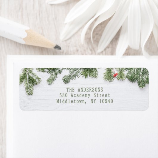 Winter Wonderland Merry Christmas Calligraphy Pine Etiket (Insitu)
