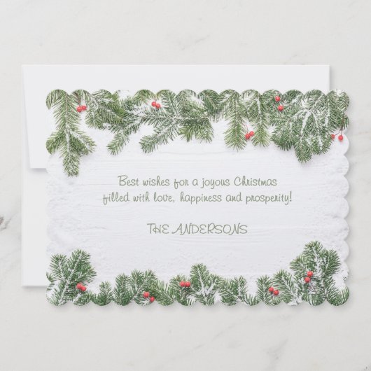 Winter Wonderland Merry Christmas Calligraphy Pine Feestdagenkaart (Voorkant)