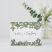Winter Wonderland Merry Christmas Calligraphy Pine Feestdagenkaart (Staand voorkant)