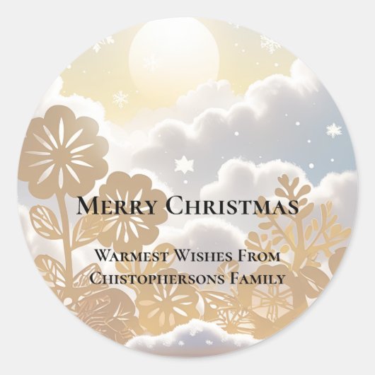 Winter Wonderland Merry Christmas Ronde Sticker (Voorkant)