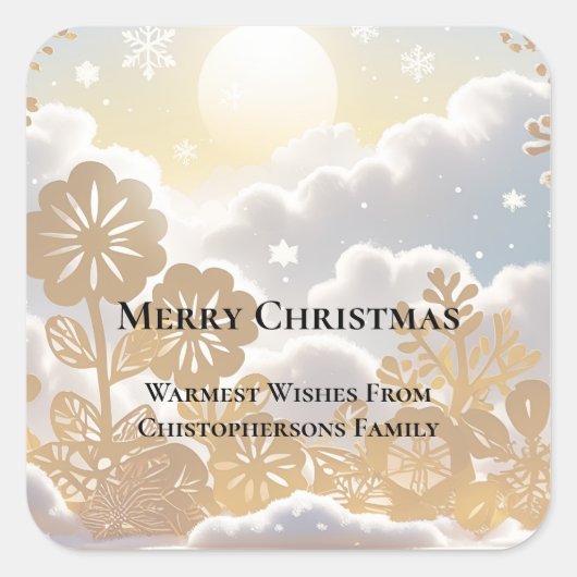 Winter Wonderland Merry Christmas Vierkante Sticker (Voorkant)