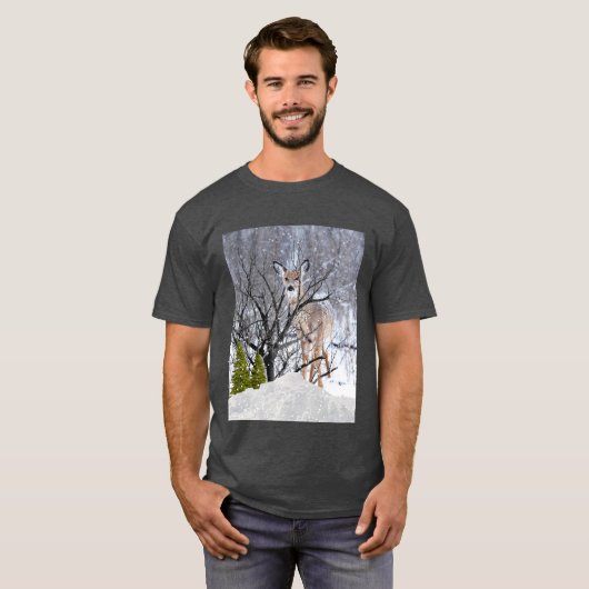 Winter Wonderland met Deer Collage Art T-shirt (Voorkant volledig)