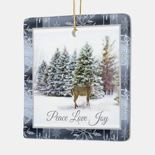 Winter Wonderland met Deer en Snowflakes Keramisch Ornament (Links)