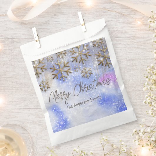 Winter Wonderland met Gouden Glitterij Sneeuwvlokk Bedankzakje (Geknipt)