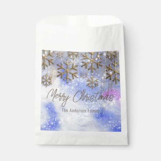 Winter Wonderland met Gouden Glitterij Sneeuwvlokk Bedankzakje (Voorkant)