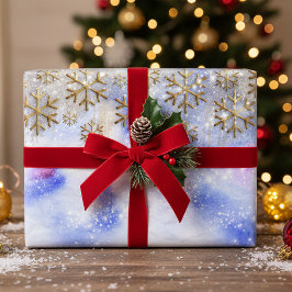 Winter Wonderland met goudzangvlokken Inpakpapier Vel