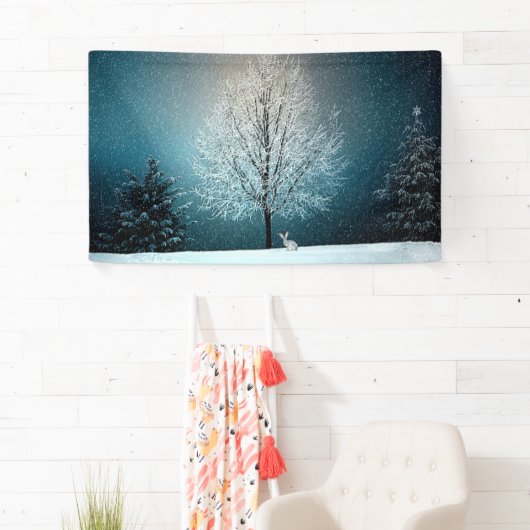 Winter Wonderland met konijn Spandoek (Insitu)
