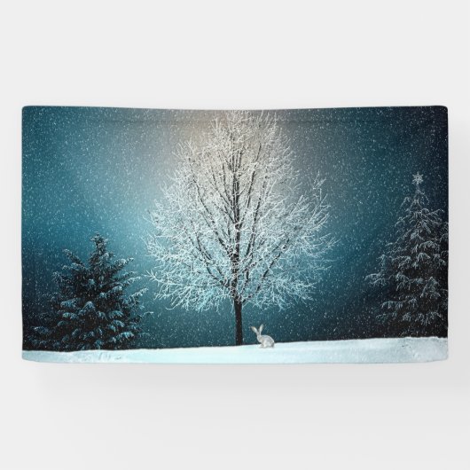 Winter Wonderland met konijn Spandoek (Horizontaal)