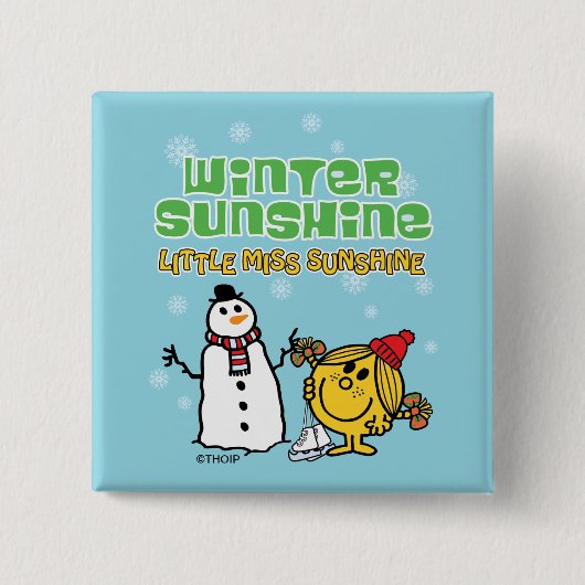 Winter Wonderland met Little Miss Sunshine Vierkante Button 5,1 Cm (Voorkant)