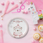 Winter Wonderland met mooie witte beer verjaardag Papieren Bordje (Feest)