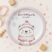 Winter Wonderland met mooie witte beer verjaardag Papieren Bordje