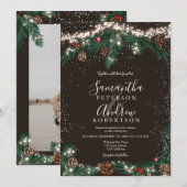 Winter wonderland met sneeuwfotoscript bruiloft kaart (Voorkant / Achterkant)