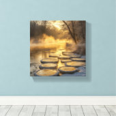 Winter Wonderland met Steam Rising Canvas Afdruk (Insitu (Houten vloer))