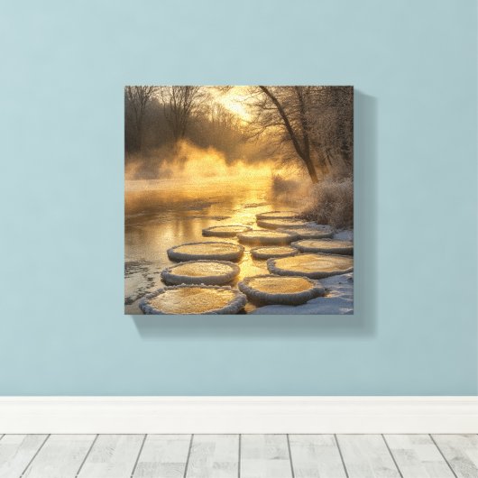 Winter Wonderland met Steam Rising Canvas Afdruk (Insitu (Houten vloer))