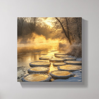 Winter Wonderland met Steam Rising Canvas Afdruk