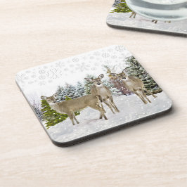 Winter Wonderland met Whitetail Deer Bier Onderzetter
