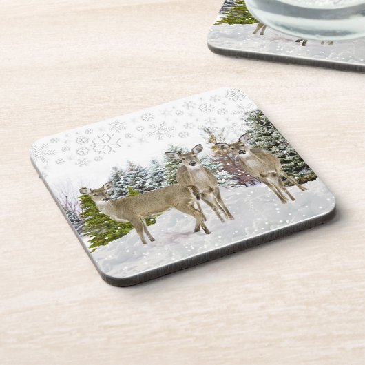 Winter Wonderland met Whitetail Deer Bier Onderzetter (Linkerzijde)