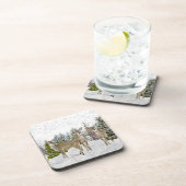 Winter Wonderland met Whitetail Deer Bier Onderzetter (Rechterzijde)