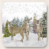 Winter Wonderland met Whitetail Deer Bier Onderzetter (Voorkant)