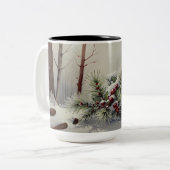 Winter Wonderland Mok | Evergreen Pine Red Berries (Voorkant links)