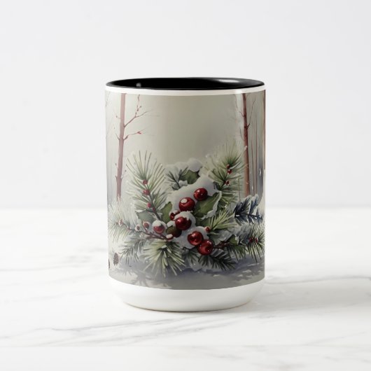 Winter Wonderland Mok | Evergreen Pine Red Berries (Center)
