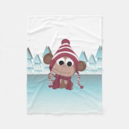 Winter Wonderland Monkey Fleece Deken
