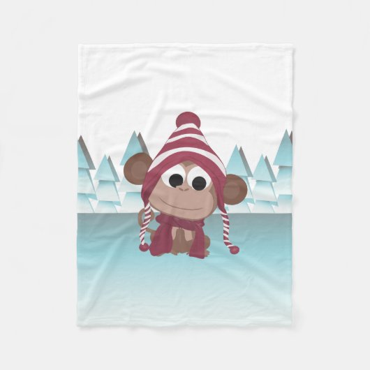 Winter Wonderland Monkey Fleece Deken (Voorkant)