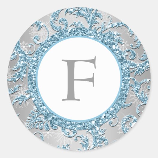 Winter Wonderland monogram bruiloft Sticker (Voorkant)