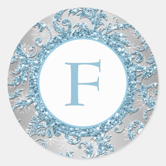 Winter Wonderland monogram bruiloft Sticker 2 (Voorkant)