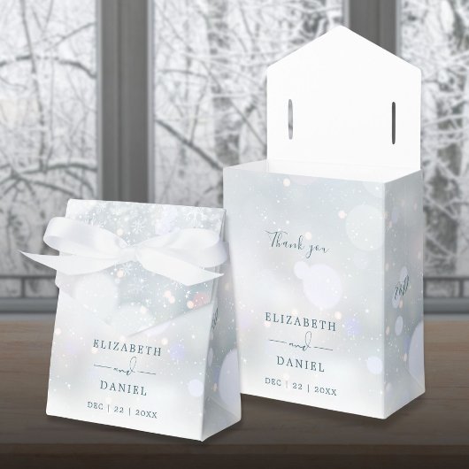 Winter Wonderland Monogram Sneeuw Bruiloft Bedankdoosjes