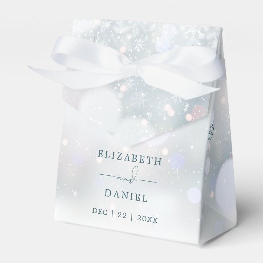 Winter Wonderland Monogram Sneeuwbruiloft Bedankdoosjes (Voorkant Zijde)