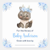 Winter Wonderland Moose Baby Shower Bookplate Vierkante Sticker (Voorkant)