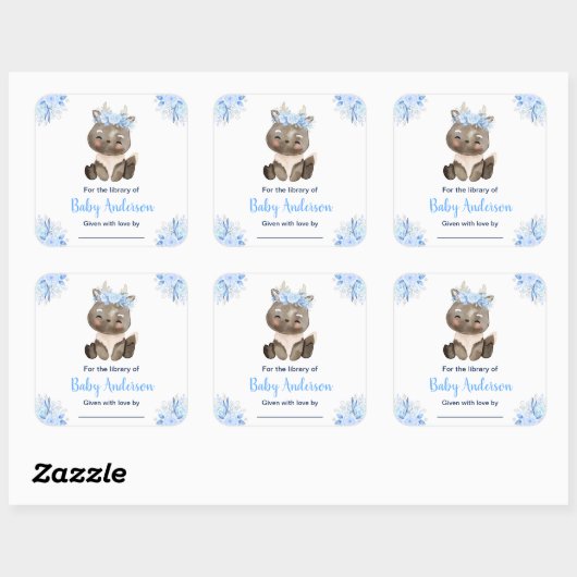 Winter Wonderland Moose Baby Shower Bookplate Vierkante Sticker (Vel)