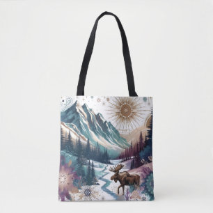 Winter Wonderland Moose Rustieke Boho Patroon Tote Bag