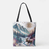 Winter Wonderland Moose Rustieke Boho Patroon Tote Bag (Achterkant)
